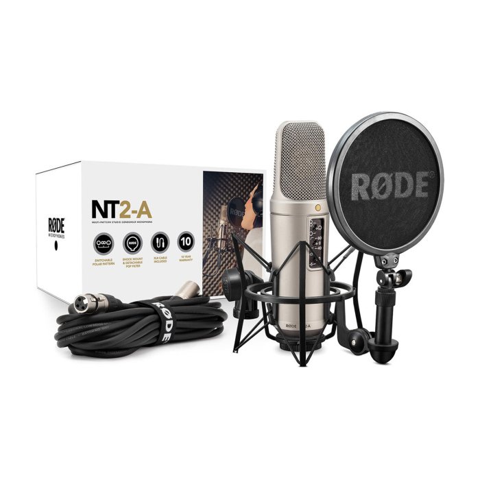 Rode NT2-A Multi-Pattern Studio Condenser Microphone, Shock Mount & Detachable Pop Filter, XLR Cable Included - Image 2