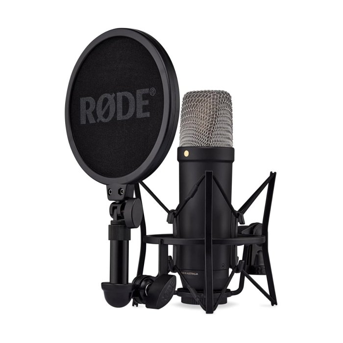 RØDE NT1 5th Generation Large-diaphragm Studio Condenser Microphone with XLR and USB Outputs, Shock Mount and Pop Filter for Music Production, Vocal Recording and Podcasting, Black | 698813009770