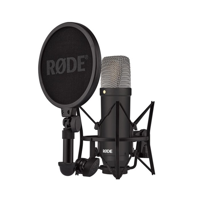 Rode NT1 Studio Condenser Microphone Wide Dynamic Range, High Sensitivity, XLR Cable Included, Shock Mount & Detachable Pop Filter - Black