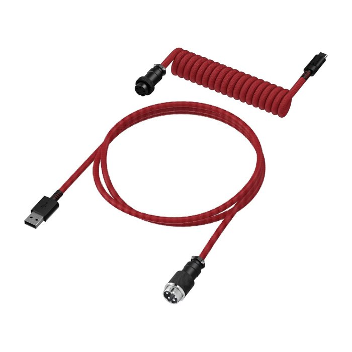 HyperX (6J677AA) USB-C to USB-A Coiled Cable 4.5ft Length Red-Black - Image 3