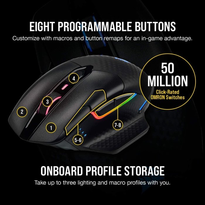 Corsair Dark Core RGB Pro SE Wireless FPS/MOBA 18,000 DPI Gaming Mouse with Slipstream Technology - Image 2