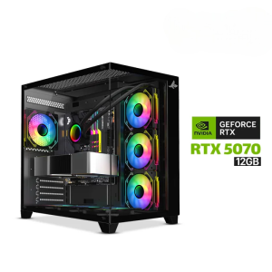 Gaming PC i7-14700F, GigaByte Intel B760M G AX WIFI DDR5 MotherBoard, 32GB DDR5 (6000) RAM, 1TB NVMe SSD, RTX 5070 12GB VGA, 850 Watt GOLD PSU, AZZA L240 Liquid Cooler, Sharx Profin XI700B Case Black, Windows 11 Pro License