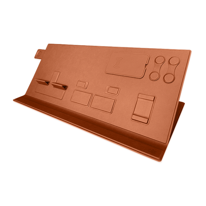 OllZ DeskMat BK Desk Mat, Stand and Organizer Board Together - Brown - Image 2