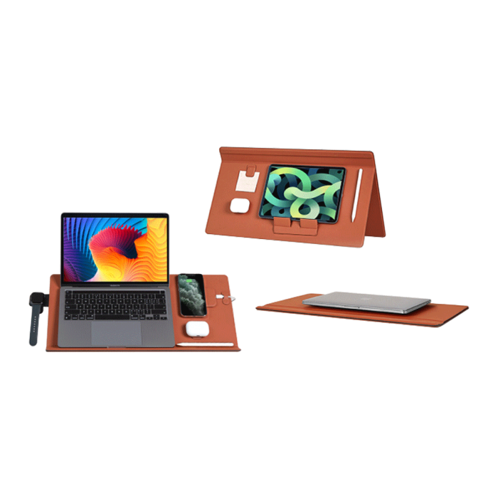 OllZ DeskMat BK Desk Mat, Stand and Organizer Board Together - Brown