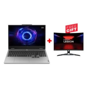 Lenovo Loq Essential 15IRX11 Gaming Laptop, i7-13650HX Processor, 16GB D5 RAM, 512GB SSD NVMe, RTX 5070 8GB VGA, 15.6" FHD IPS 144Hz Display, White Backlit Keyboard, Windows 11 Pro (License) Luna Grey + Lenovo Legion R27FC-30 27" FHD Curved Gaming Monitor
