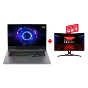 Lenovo LOQ 17IRX10, Intel Core i7-14700HX Processor, 16GB RAM DDR5, 512GB SSD NVMe, RTX 5060 8GB Graphics, RGB Backlit Keyboard, 17.3’’ FHD IPS 165Hz Display, Windows 11 Pro (License), Luna Grey + Lenovo Legion R27FC-30 27" FHD Curved Gaming Monitor