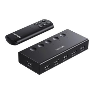 UGreen HDMI Switch 5 in 1 Out, HDMI Splitter with Remote - Black