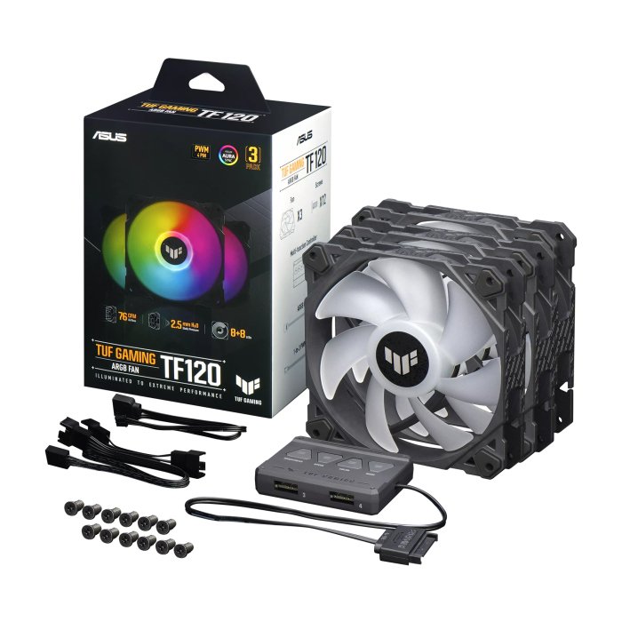 Asus TUF Gaming TF120 ARGB Triple Fan Kit with Controller - Image 2