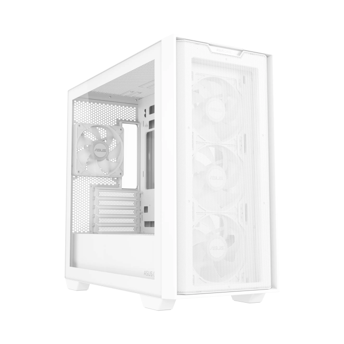 Asus A21 Plus Micro ATX Tower Tempered Glass Side Panel Case 4 ARGB Fan - White - Image 3