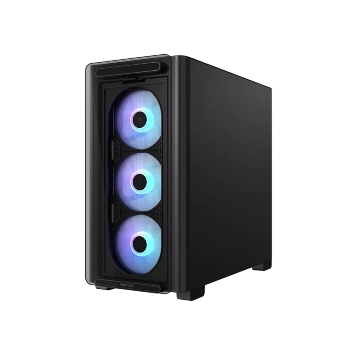 Asus A23 Plus Mid Tower Front Side & Left Side Tempered Glass Panel Case With 4 Fan RGB - Black - Image 3