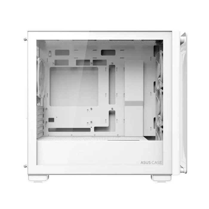 Asus A23 Plus Mid Tower Front Side & Left Side Tempered Glass Panel Case With 4 Fan RGB - White - Image 2