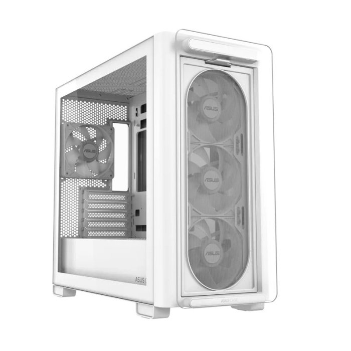 Asus A23 Plus Mid Tower Front Side & Left Side Tempered Glass Panel Case With 4 Fan RGB - White - Image 3
