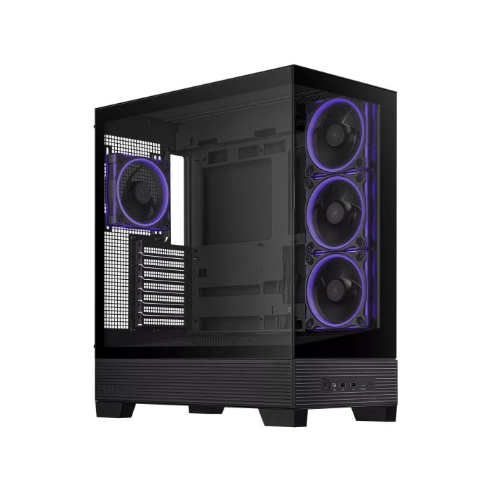 Asus A31 Plus Mid Tower Front Side & Left Side Tempered Glass Panel Case With 4 Fan RGB - Black - Image 3