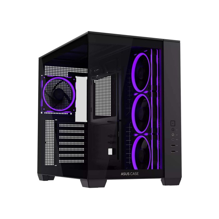 Asus A32 PLUS Mid Tower Steel Fornt & Left Side Tempered Glass Side Panel ABS Plastic Case With 4 ARGB Fans -Black - Image 2
