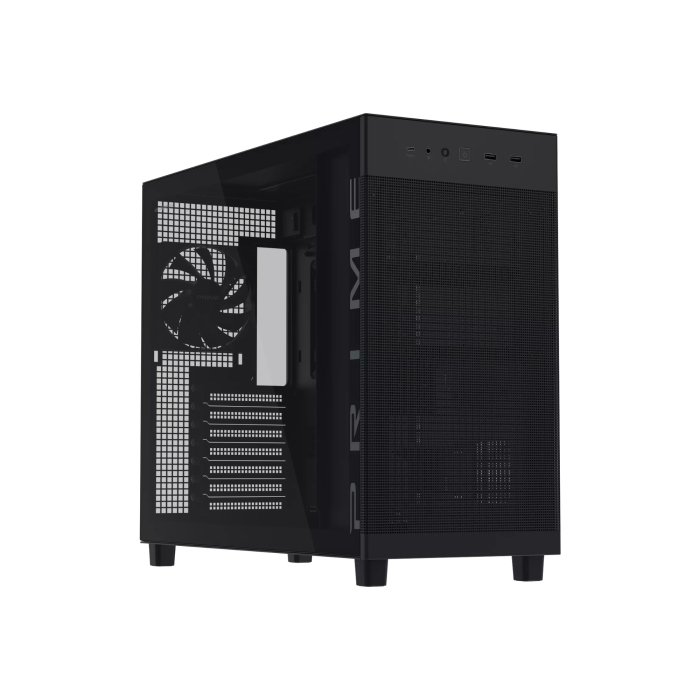 Asus Prime AP303 Mid Tower Mesh Steel Tempered Glass ABS Plastic Case With 1 Fans - Black - Image 3