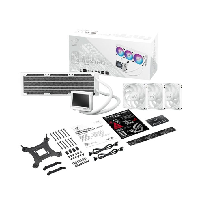 Asus ROG Ryujin III 360 ARGB Extreme Gen 2, 3.5" LCD, Magnetic Daisy-Chainable Fan, 360MM CPU Liquid Cooler - White - Image 2