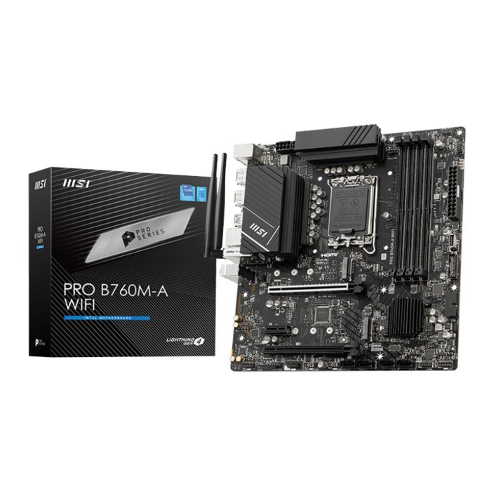 MSI PRO B760M-A WIFI – mATX Intel B760 DDR5 Motherboard with WiFi 6E & 2.5G LAN | 911-7D99-057