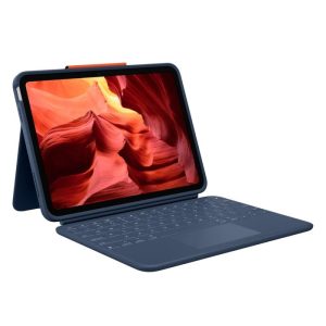 Logitech Rugged Combo 4 Touch Keyboard Case with Trackpad & Smart Connector for iPad (10th Gen & A16)-Classic Blue