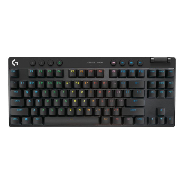 Logitech G PRO X TKL LIGHTSPEED Wireless Gaming Keyboard, Ultra-Portable Tenkeyless Design, Lightsync RGB Backlit, PBT Keycaps, Tactile Switches (GX Brown), BT/USB, US INTL Layout, Black | 920-012136