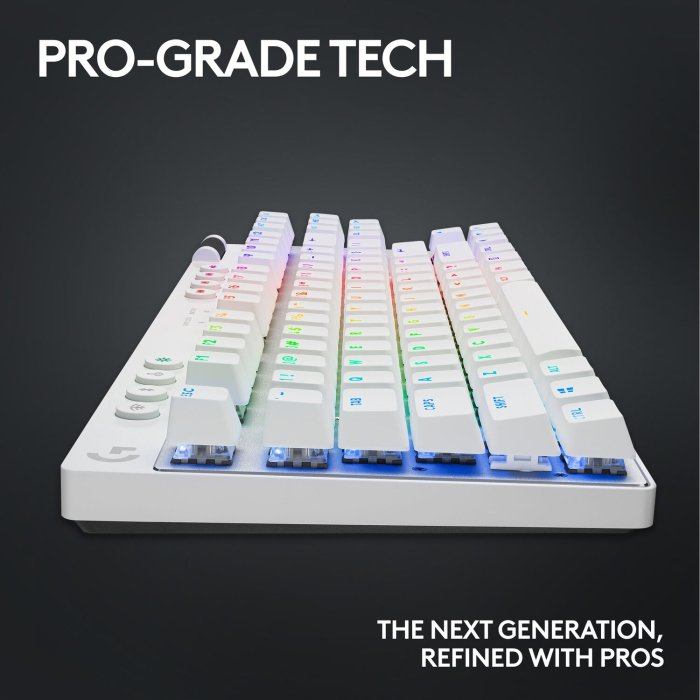 Logitech G PRO X TKL LIGHTSPEED Wireless Gaming Keyboard, Ultra-Portable Tenkeyless Design, Lightsync RGB Backlit, PBT Keycaps, Tactile Switches (GX Brown), BT/USB, US INTL Layout, White | 920-012148 - Image 2