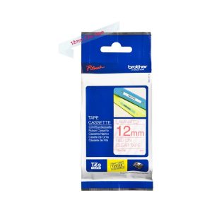 Brother Genuine TZe-132 Labelling Tape Cassette  Red On Clear, 12mm wide...