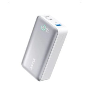 Anker Pocket-Friendly Size, Ultra-Fast Charging Power Bank 10,000 mAh 30W Fast Charging Smart Display, 2 USB-C & 1 USB-A -White