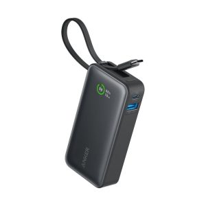 Anker Nano LightWeight With Built-In USB-C Cable Power Bank 10,000 mAh 30W Fast Charging And Recharging With intelligent Display - Black
