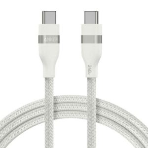 Anker USB-C to USB-C Cable 240W Upcycled-Braided - 1.8m/6ft -White