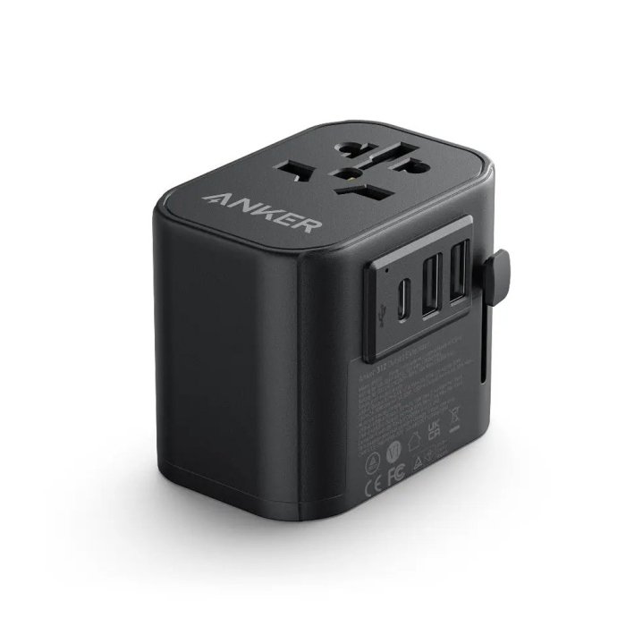 Anker Travel Adapter (4-In-1) Ultra-Expanded Power For Traveling Abroad 30W Max - Black