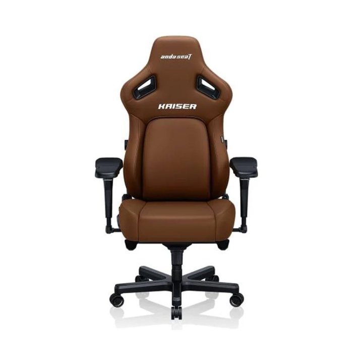Andaseat Kaiser 4 Large Gaming Chair, Premium PVC Leather, High Density Foam, Memory Foam Head Pillow, Adjustable Armrests - Brown