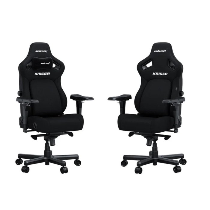 Andaseat Kaiser 4 XL Gaming Chair, Fabric Black Aluminum Base Adjustable & Armrest Magnetic Headrest Pillow - Carbon Black - Image 3