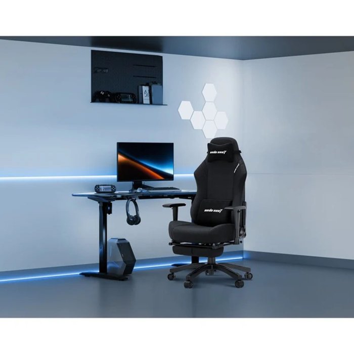 AndaSeat Luna Pro with Footrest, Large Gaming Chair Linen Fabric - Black - Image 2