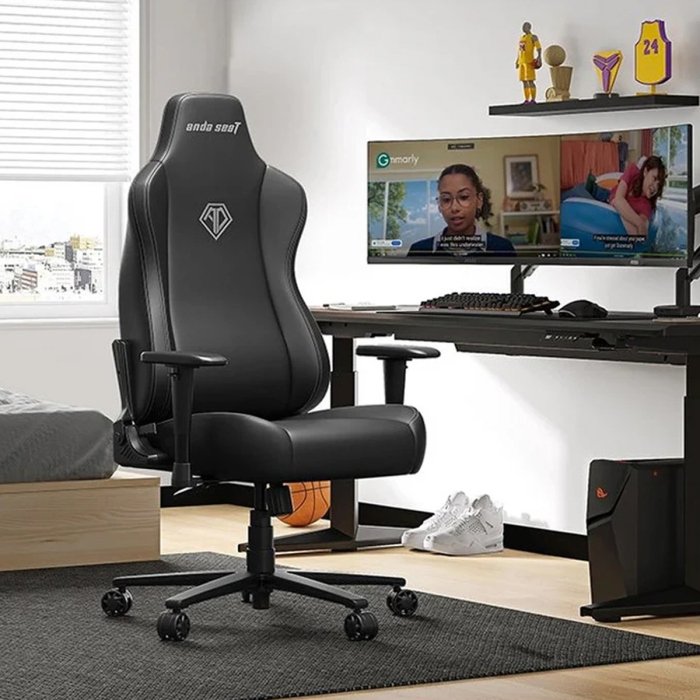 AndaSeat Novis large Gaming Chair Durable PVC leather & Linen Upholstery - Black - Image 2