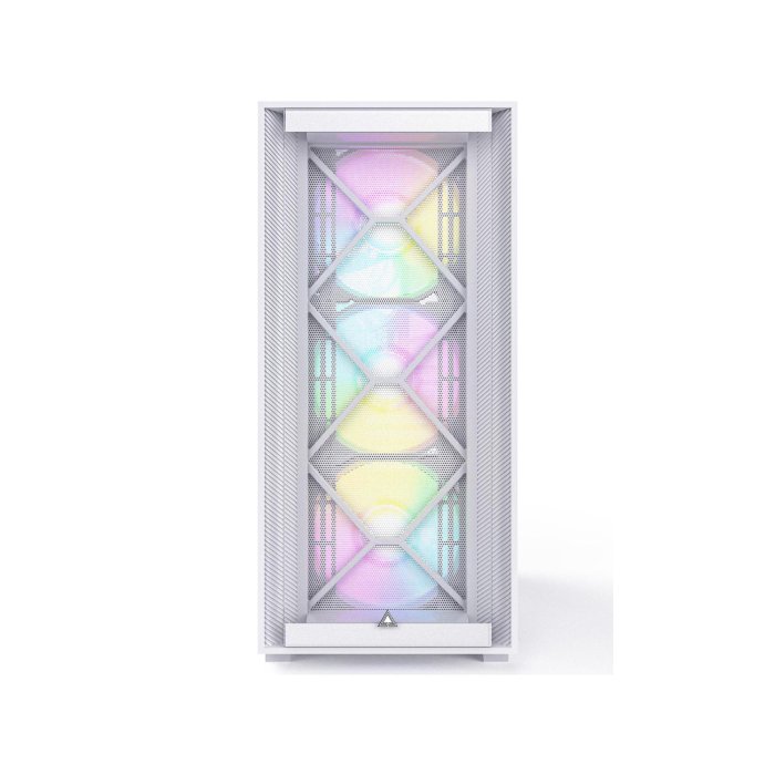 Montech Air 1000 Premium Mid Tower Two Panel Front & Left Side Tempered Glass Case with 4 RGB Fans - White - Image 3