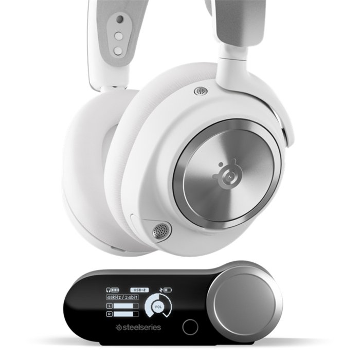 SteelSeries Arctis Nova Pro Wireless/Bluetooth High-Fidelity Gaming Headset, AI-Noise Cancellation Retractable Mic,Two Hot-Swappable Batteries (Each Up to 22 Hrs) For PC,Xbox Switch & Mobile Devices-White - Image 2