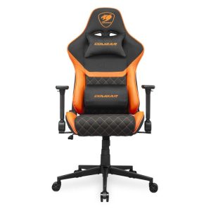 Cougar Armor One V2 F Woven Fabric,4D Folding Armrest,Head And Lumbar Pillow,Full Steel Frame,Gas Lift Height Adjustment -Black/Orange