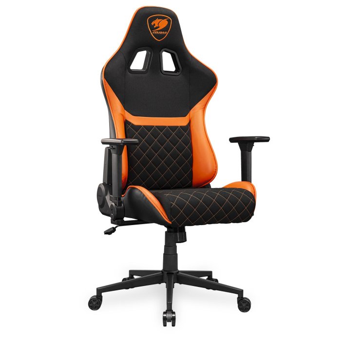 Cougar Armor One V2 F Woven Fabric,4D Folding Armrest,Head And Lumbar Pillow,Full Steel Frame,Gas Lift Height Adjustment -Black/Orange - Image 3