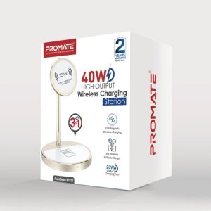 Promate 40W High Output Wireless Charging Station Gold