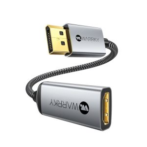 Warrky DH01 4K 30HZ DisplayPort to HDMI Adapter 0.65ft - Silver Gray