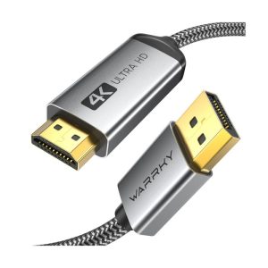 Warrky DH12 4K 30HZ DisplayPort to HDMI Cable 3m - Silver Gray