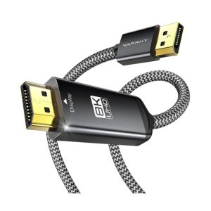 Warrky DH21 8K 60HZ DisplayPort to HDMI Cable 1.8m - Dark Gray