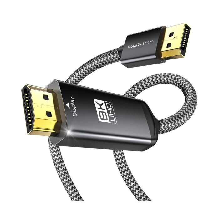 Warrky DH21 8K 60HZ DisplayPort to HDMI Cable 1.8m - Dark Gray