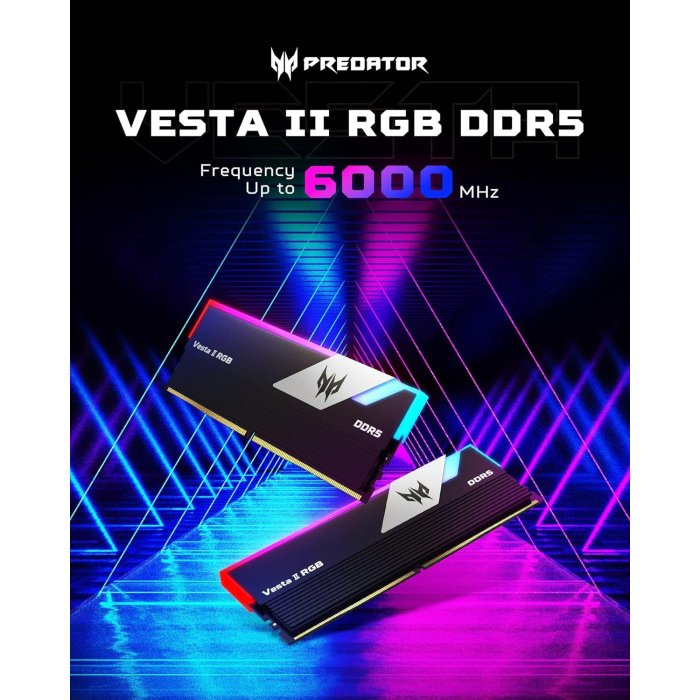 Acer Predator Vesta II RGB 32GB (2x16GB) DDR5 6000MHz CL32 Desktop Memory Kit - Black - Image 3
