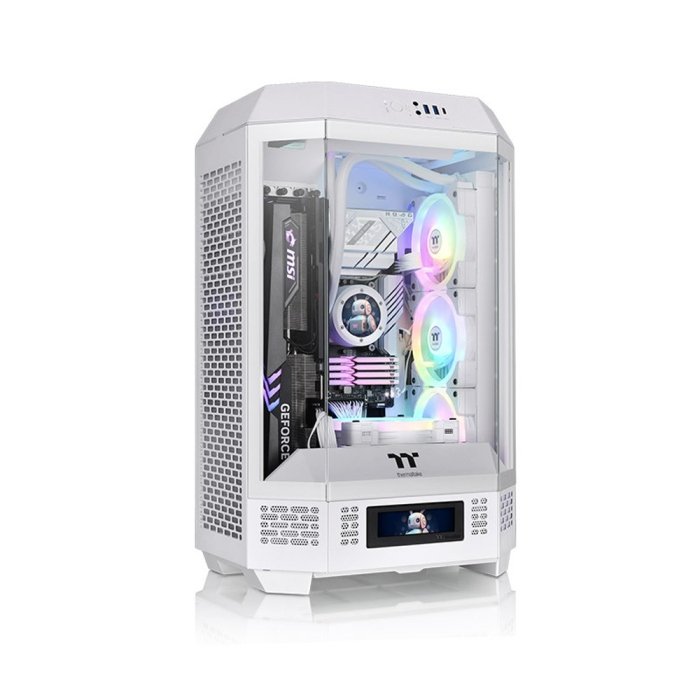 Thermaltake The Tower 300 Micro Tower tempered glass panels on the front and two perforated panels on each side With 2 Fan - White - Image 3