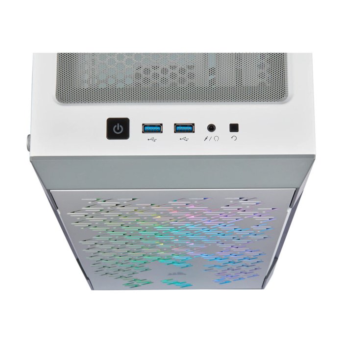 Corsair iCUE 220T RGB Mid-Tower Steel Plastic Side Tempered Glass Panel Case With 3 RGB Fans - White - Image 2