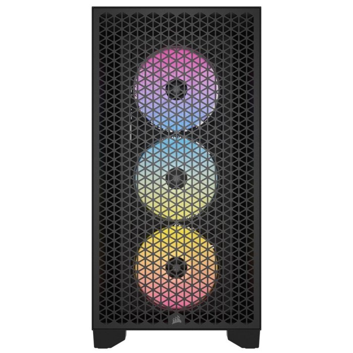 Corsair 3000D RGB Airflow Mid-Tower Side Tempered Glass Panel PC Case With 3 RGB Fans - Black - Image 2