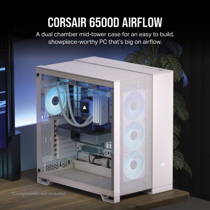 CORSAIR 6500D Airflow Tempered Case - White - Image 3