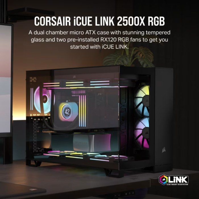 CORSAIR ICUE LINK 2500X RGB Mid Tower Case - Black - Image 3