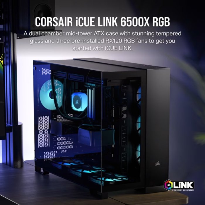 CORSAIR ICUE LINK 6500X RGB Mid Tower Case - Black - Image 3