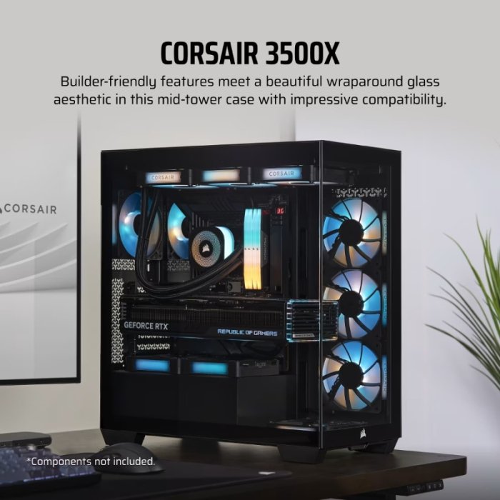 CORSAIR 3500X Mid Tower Case - Black - Image 3